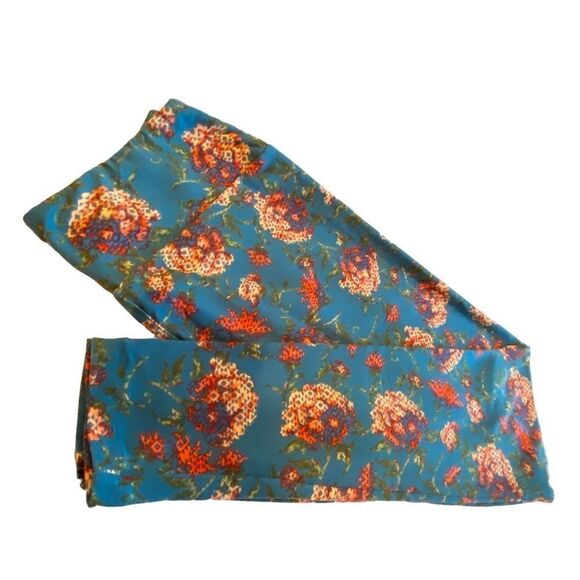 1240 LuLaRoe Leggings Size OS Blue Orange Hydranea Print New - Picture 1 of 5